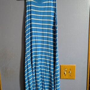 Time and Tru Blue and White Striped Midi Dress